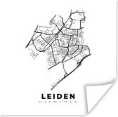 Poster Stadskaart – Zwart Wit - Kaart – Leiden – Nederland – Plattegrond - 50x50 cm