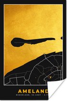 Poster Kaart - Plattegrond - Stadskaart - Nederland - Ameland - Eiland - 40x60 cm