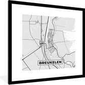 Fotolijst incl. Poster Zwart Wit- Breukelen - Plattegrond - Zwart Wit - Kaart - Nederland - Stadskaart - 40x40 cm - Posterlijst