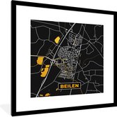 Fotolijst incl. Poster - Beilen - Black and Gold - Stadskaart - Plattegrond - Kaart - 40x40 cm - Posterlijst