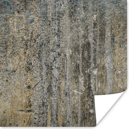 Poster Mur - Jaune - Marron - Grijs - 75x75 cm