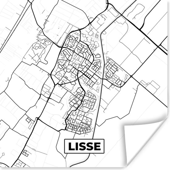 Poster Lisse - Plattegrond - Kaart - Stadskaart - 30x30 cm