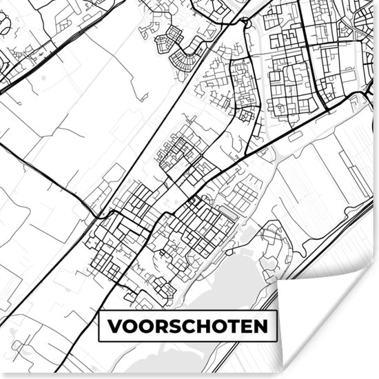 Poster Plattegrond - Voorschoten - Stadskaart - Kaart - 50x50 cm