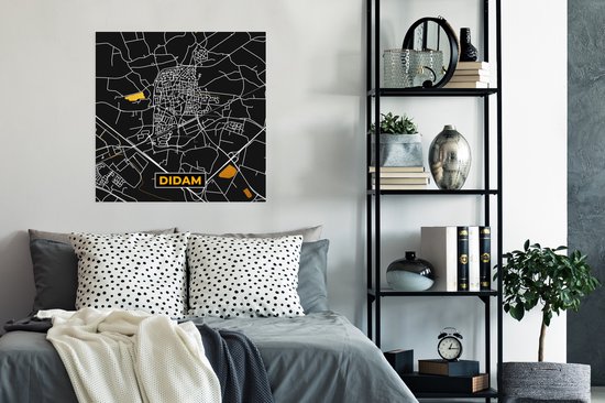 Poster Carte - Or - Carte - Didam - Plan de la ville - 75x75 cm