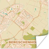 Poster Bergschenhoek - Vintage - Stadskaart - Plattegrond - Kaart - 30x30 cm