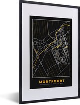 Fotolijst incl. Poster - Kaart - Montfoort - Plattegrond - Goud - Stadskaart - 40x60 cm - Posterlijst