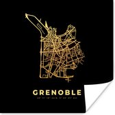 Poster Plattegrond - Frankrijk - Goud – Grenoble – Kaart - Stadskaart - 50x50 cm