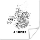 Poster Kaart – Angers - Zwart Wit – Plattegrond – Stadskaart - 75x75 cm
