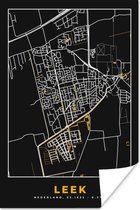 Poster Leek - Stadskaart - Plattegrond - Kaart - Black and Gold - 60x90 cm
