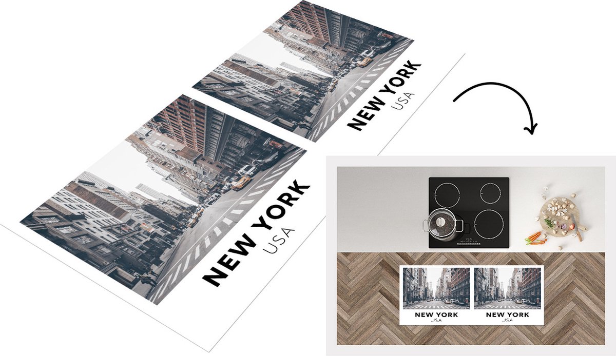 KitchenYeah Keukenloper - Loper keuken - New York - Amerika - Weg - 120x50 cm - Keukenloper vinyl Multicolor
