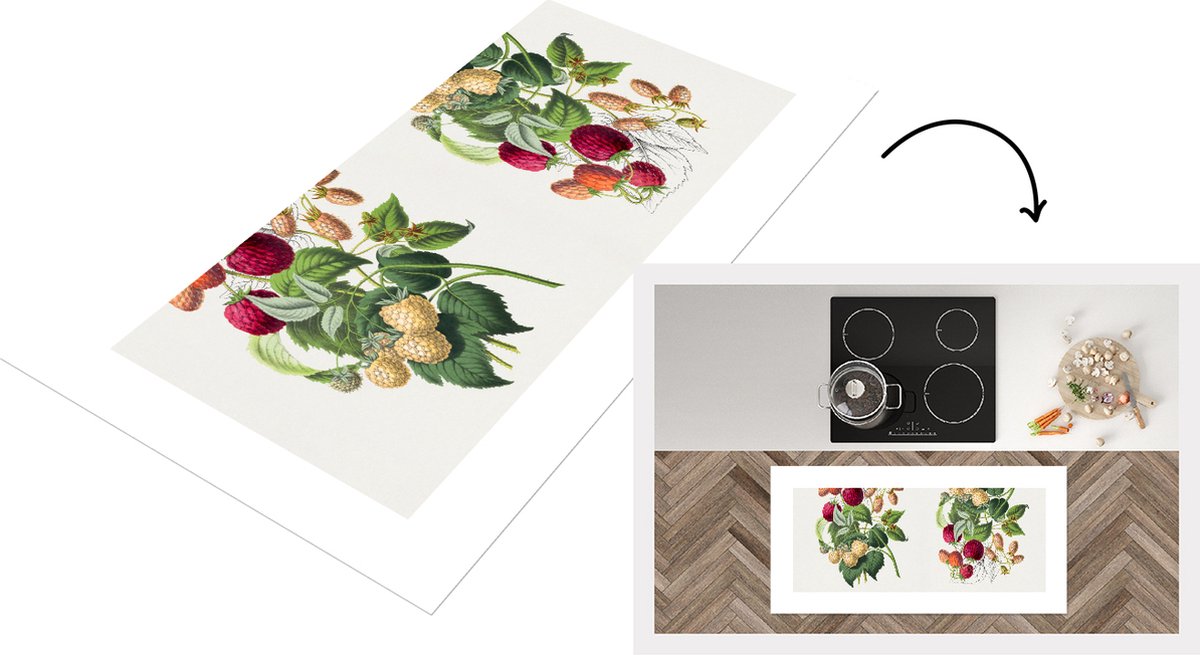KitchenYeah Keukenloper - Loper keuken - Eten - Frambroos - Fruit - 120x60 cm - Keukenloper vinyl Multicolor