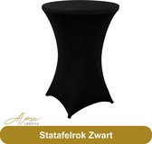Statafelrok zwart 80 cm - partytafel - Alora tafelrok voor statafel - Statafelhoes - Bruiloft - Cocktailparty - Stretch Rok