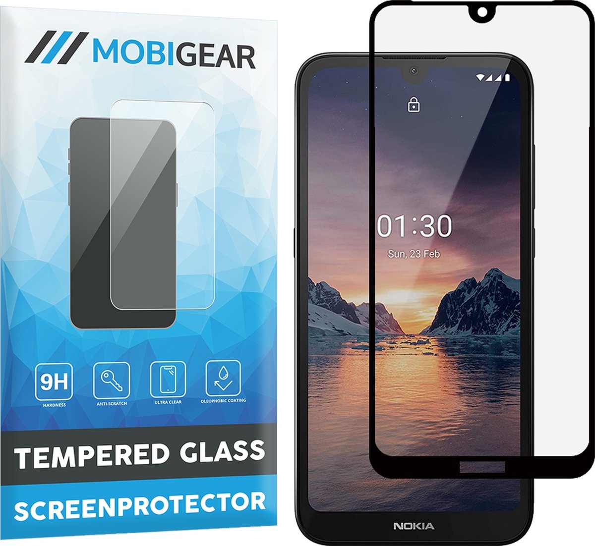 Mobigear Screenprotector geschikt voor Nokia 1.3 Glazen | Mobigear Premium Screenprotector - Case Friendly - Zwart
