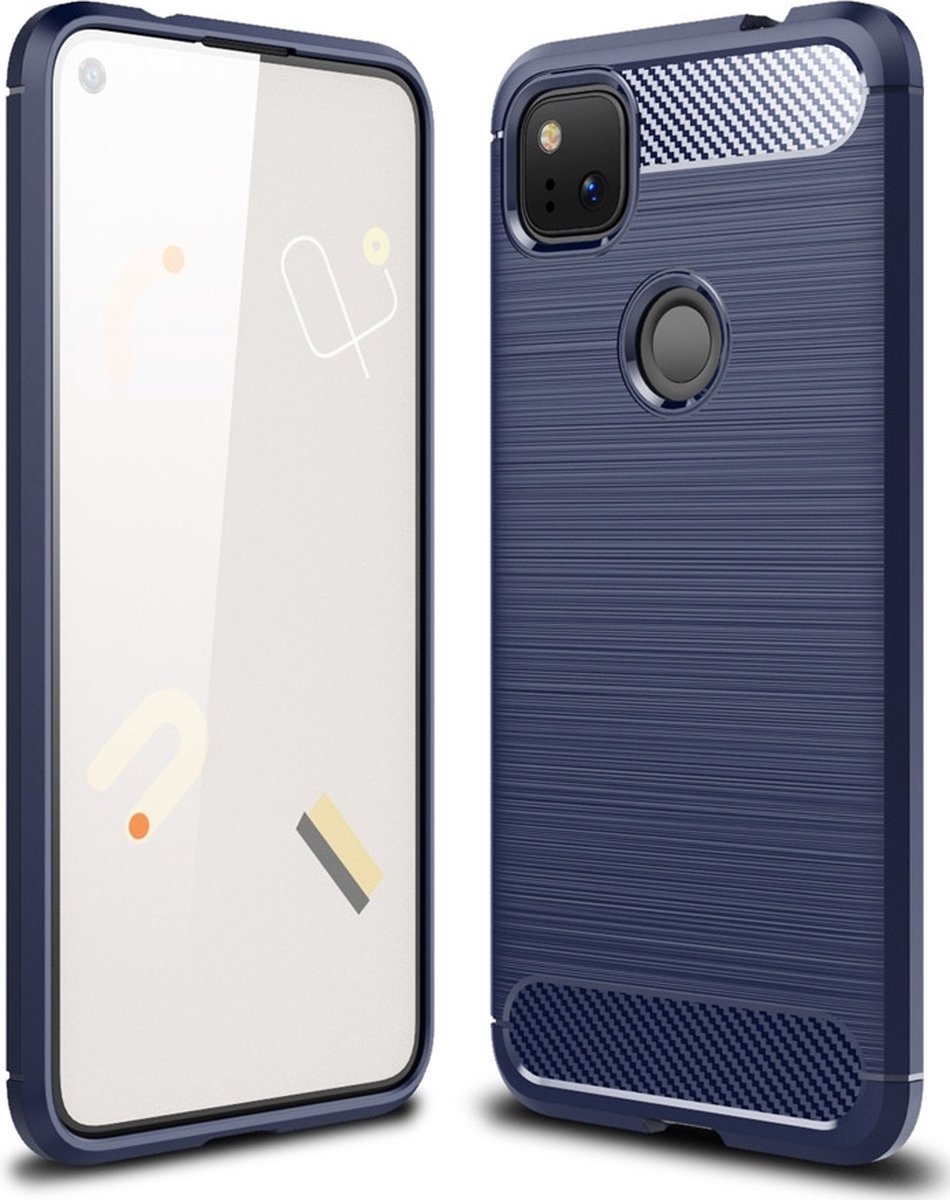 Mobigear Hoesje geschikt voor Google Pixel 4a Telefoonhoesje Flexibel TPU | Mobigear Brushed Slim Backcover | Pixel 4a Case | Back Cover - Blauw