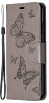 Mobigear Telefoonhoesje geschikt voor Nokia 5.3 Hoesje | Mobigear Butterfly Bookcase Portemonnee | Pasjeshouder voor 2 Pasjes | Telefoonhoesje voor Pinpas / OV Kaart / Rijbewijs - Grijs