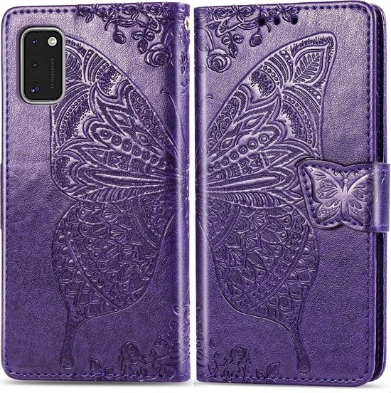 Mobigear Wallet Book Case Butterfly Dark Purple pour Samsung Galaxy A41