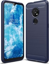Mobigear Hoesje geschikt voor Nokia 6.2 Telefoonhoesje Flexibel TPU | Mobigear Brushed Slim Backcover | 6.2 Case | Back Cover - Marineblauw