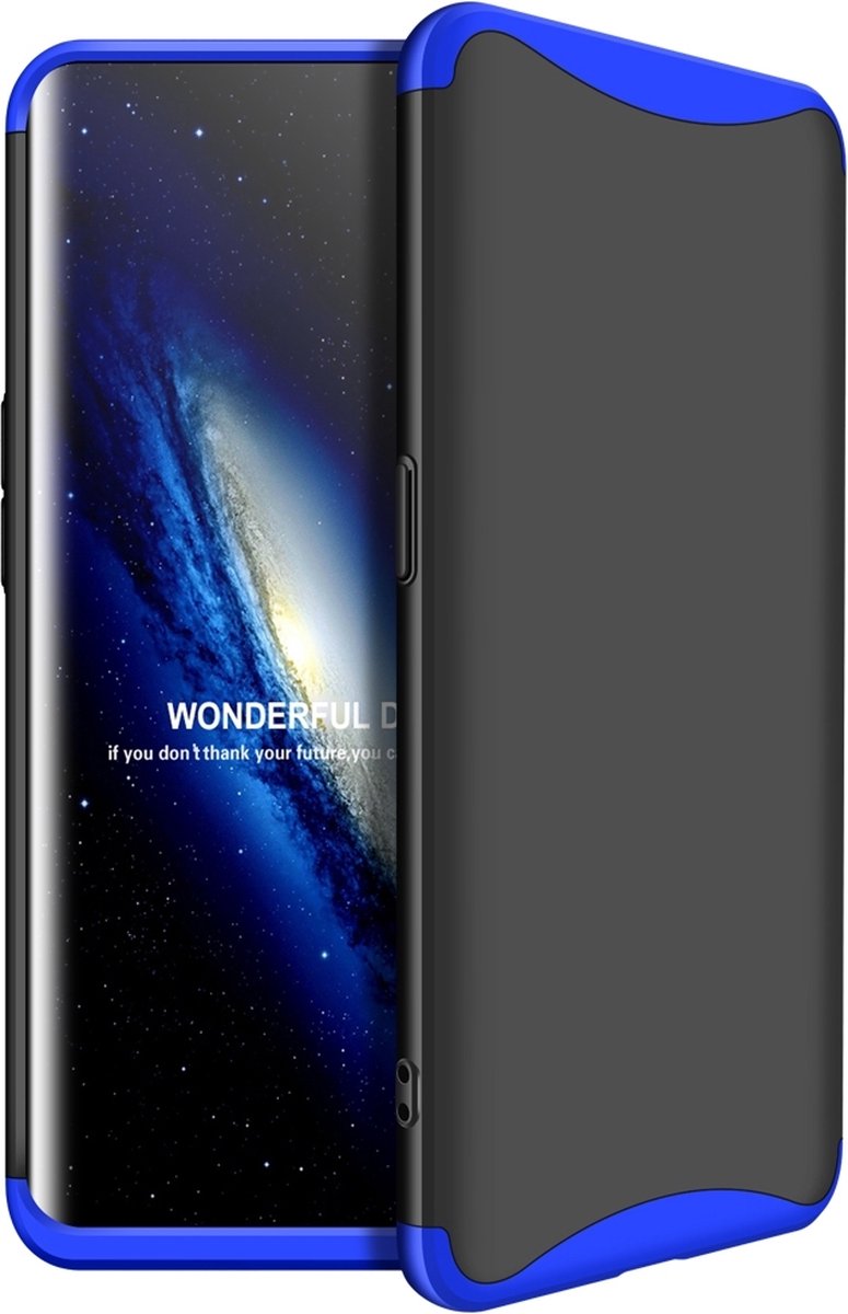Mobigear Hoesje geschikt voor OPPO Find X Telefoonhoesje Hardcase | Mobigear TriGuard Backcover | Find X Case | Back Cover - Zwart / Blauw
