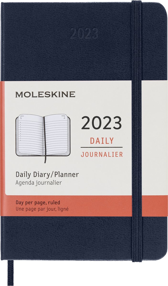 Moleskine 12 Maanden Agenda - 2023 - Dagelijks - Pocket - Harde Kaft - Saffier Blauw