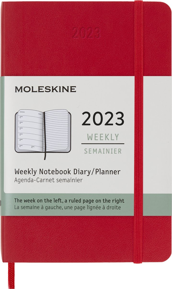 Moleskine 12 Maanden Agenda - 2023 - Wekelijks - Pocket - Zachte Kaft - Rood