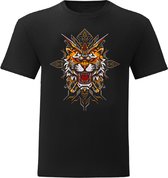 T-Shirt - Casual T-Shirt - Fun T-Shirt - Fun Tekst - Lifestyle T-Shirt - Dieren - Tijger - Tijger Illustratie - Zwart - Maat XS