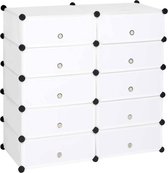 DIY Schoenenkast Schoenenrek 10 Compartimenten Met Deur Gemaakt Van Plastic Wit