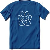 Love Paw - Katten T-Shirt Kleding Cadeau | Dames - Heren - Unisex | Kat / Dieren shirt | Grappig Verjaardag kado | Tshirt Met Print | - Donker Blauw - L