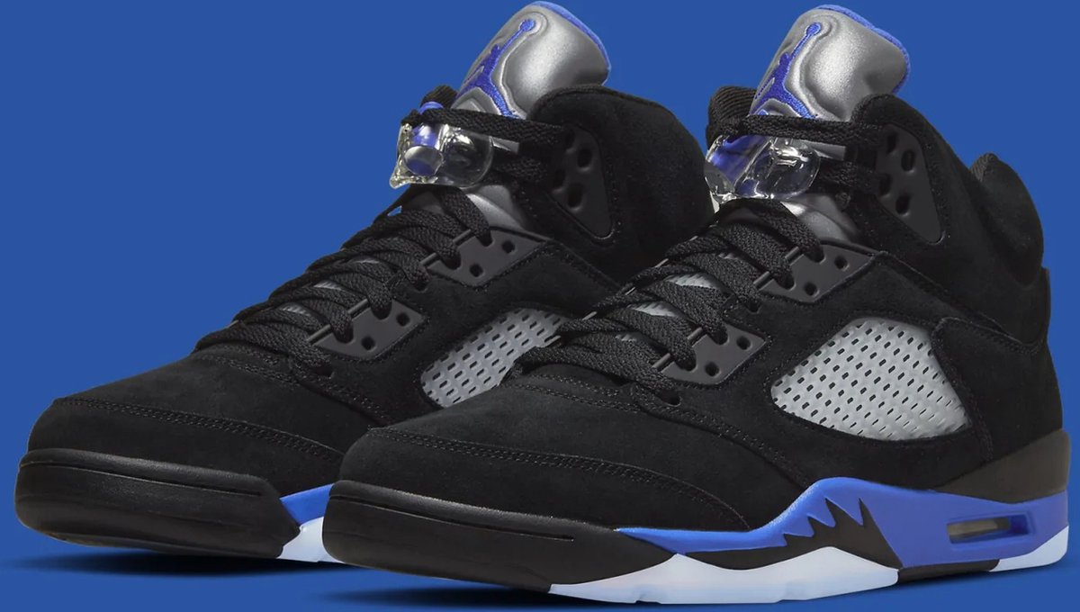 black and blue jordans 5