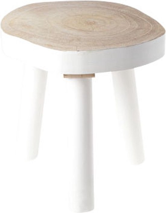 table d'appoint cosy&trendy ronde en bois blanc . 27x33x26cm