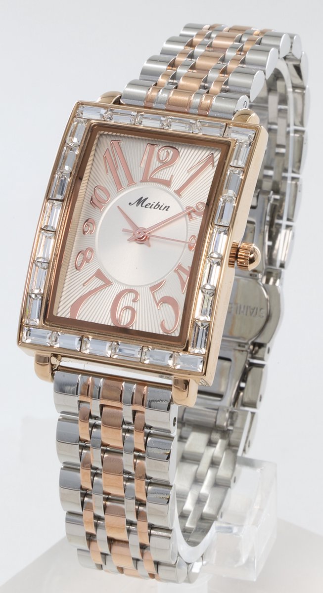 Longbo - Meibin - Dames Horloge - Rosé/Zilver/Rosé/Zilver - 26*34mm (Productvideo)