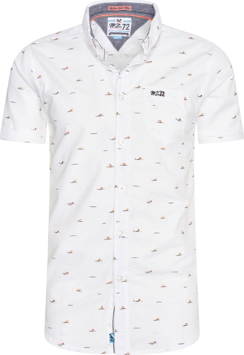 Mezaguz-Heren Overhemd-Cabana-White-Korte Mouw-Maat XL