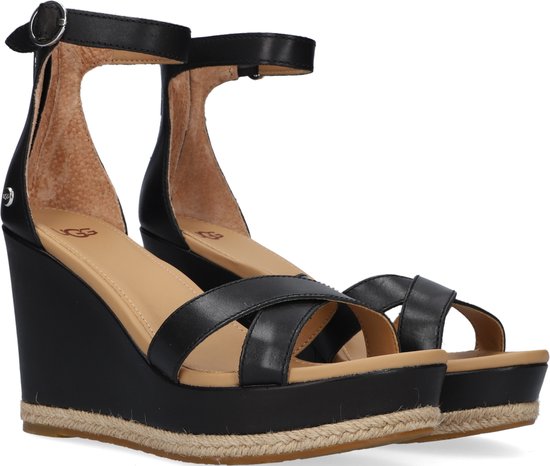 UGG W Ezrah Sandalen - Met Sleehak - Dames - Zwart - Maat 40 | bol.com