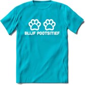 Blijf Poetsitief - Katten T-Shirt Kleding Cadeau | Dames - Heren - Unisex | Kat / Dieren shirt | Grappig Verjaardag kado | Tshirt Met Print | - Blauw - M