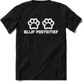 Blijf Poetsitief - Katten T-Shirt Kleding Cadeau | Dames - Heren - Unisex | Kat / Dieren shirt | Grappig Verjaardag kado | Tshirt Met Print | - Zwart - M