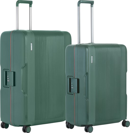 CarryOn Protector Luxe Kofferset met kliksloten - TSA Trolleyset Middenmaat 67Ltr + 105 Ltr Grote koffer - Groen
