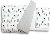 Sensillo Baby Ledikant Dekbedovertrek + Kussensloop 100 x 135 cm - Babybedje - Ledikant beddengoedset - Grijs Wolkjes