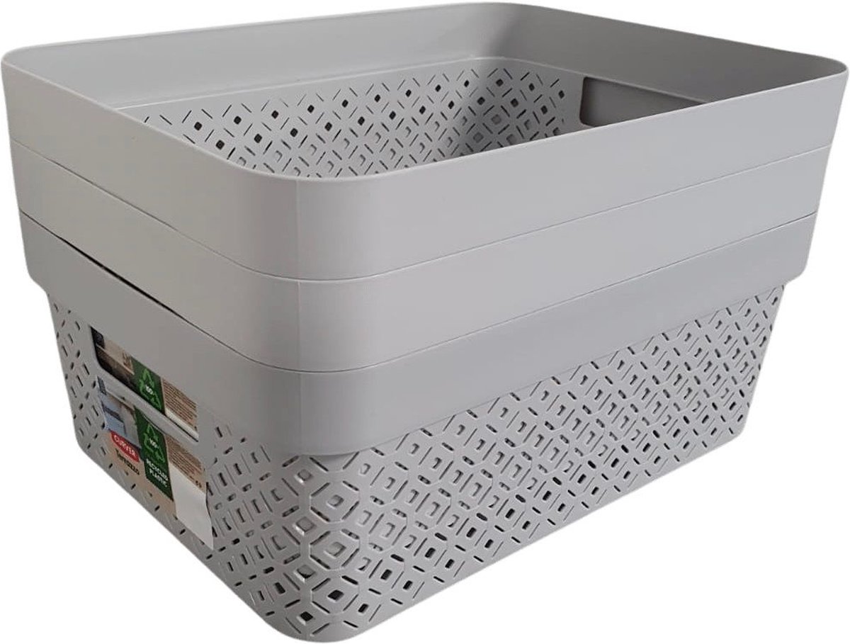 Curver A4 11Liter Opbergmanden Recycled Opbergmand - 3 stuks - Terrazzo Grey