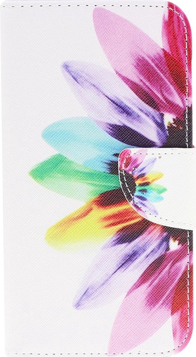 Shop4 - Samsung Galaxy A73 5G Hoesje - Wallet Case met Pasjeshouder Gekleurde Bloem