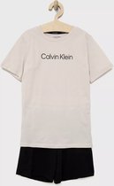 Calvin Klein - Pyjama set met short - Beachbeige/zwart - 14/16 jaar