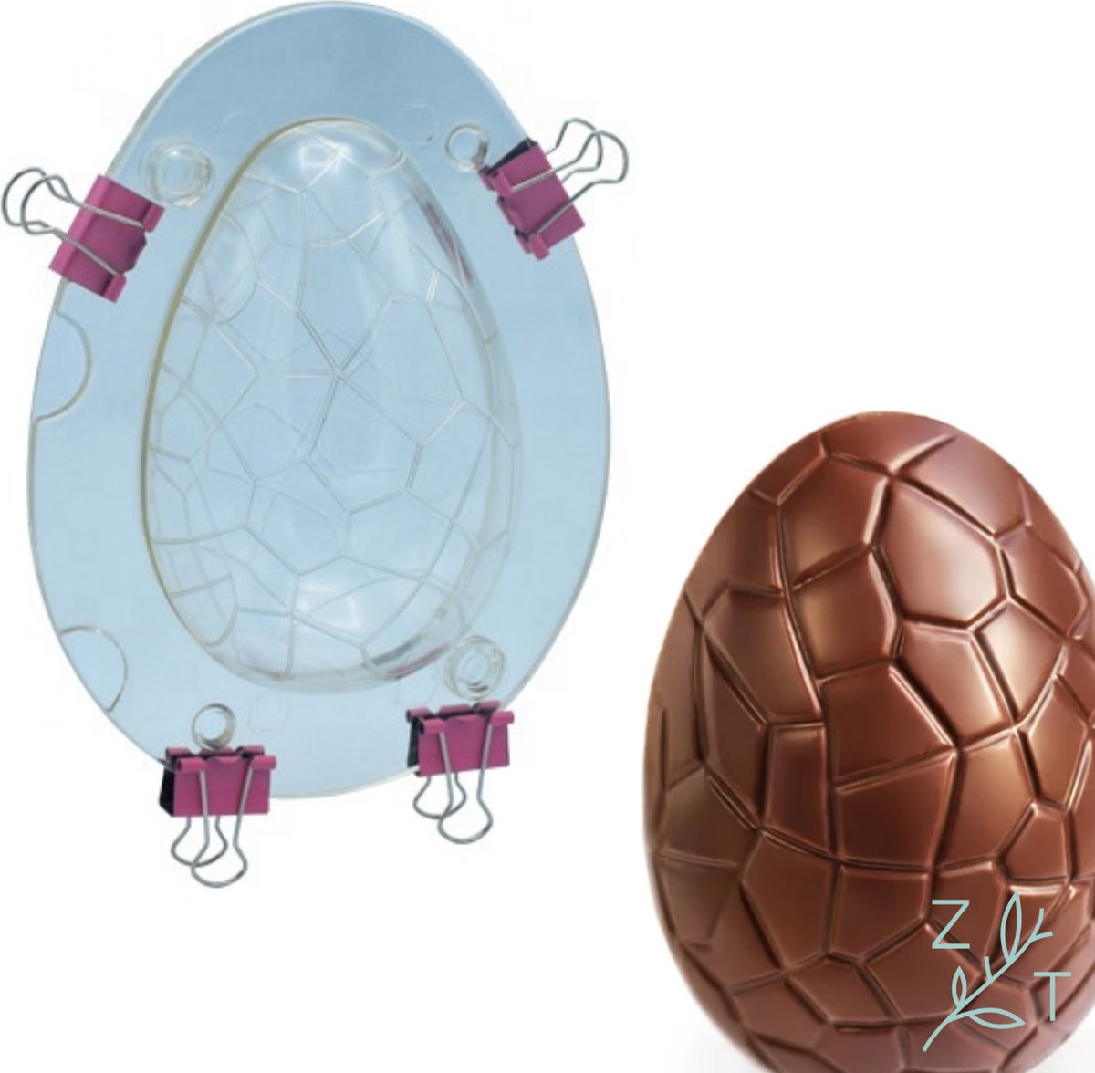 ZijTak - Chocolade paasei vorm - Mould - Matrijs - Pasen - Easter - Plastiek - Transparant - Herbruikbaar