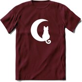 Nacht Wacht - Katten T-Shirt Kleding Cadeau | Dames - Heren - Unisex | Kat / Dieren shirt | Grappig Verjaardag kado | Tshirt Met Print | - Burgundy - XL