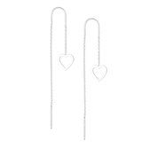 EAR IT UP - Doortrekoorbellen - Hart - Open - Heart - Threader - 925 sterling zilver - 60 x 8 mm - 1 paar