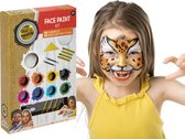 Grafix Schmink set - schmink kinderen 16-delig | 9 kleuren - Creatief voor kinderen - Gezichtschmink set - Halloween