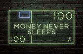 Walljar - Money Never Sleeps - Muurdecoratie - Poster met lijst