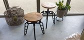 Kruk rond 35cm - metaal - hout - draaibaar - in hoogte verstelbaar - 1 stuk