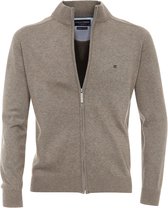 Casa Moda heren vest katoen - beige (met rits) -  Maat: L