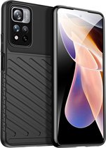 Xiaomi Redmi Note 11T Hoesje - Mobigear - Groove Serie - TPU Backcover - Zwart - Hoesje Geschikt Voor Xiaomi Redmi Note 11T