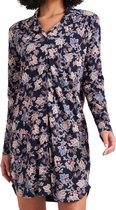 Schiesser Feminine Floral Comfort Fit Vrouwen Nachthemd - Donkerblauw - Maat 42