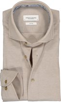 Profuomo slim fit overhemd - tricot - beige - Strijkvriendelijk - Boordmaat: 39