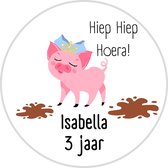 20 x Gepersonaliseerde Traktatie Cadeau Stickers Verjaardag 3 Jaar Roze - Varken Stickers - Naamstickers - Naam Op Stickers - Kindertraktatie